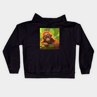 Baby Orangutan Abstract Kids Hoodie